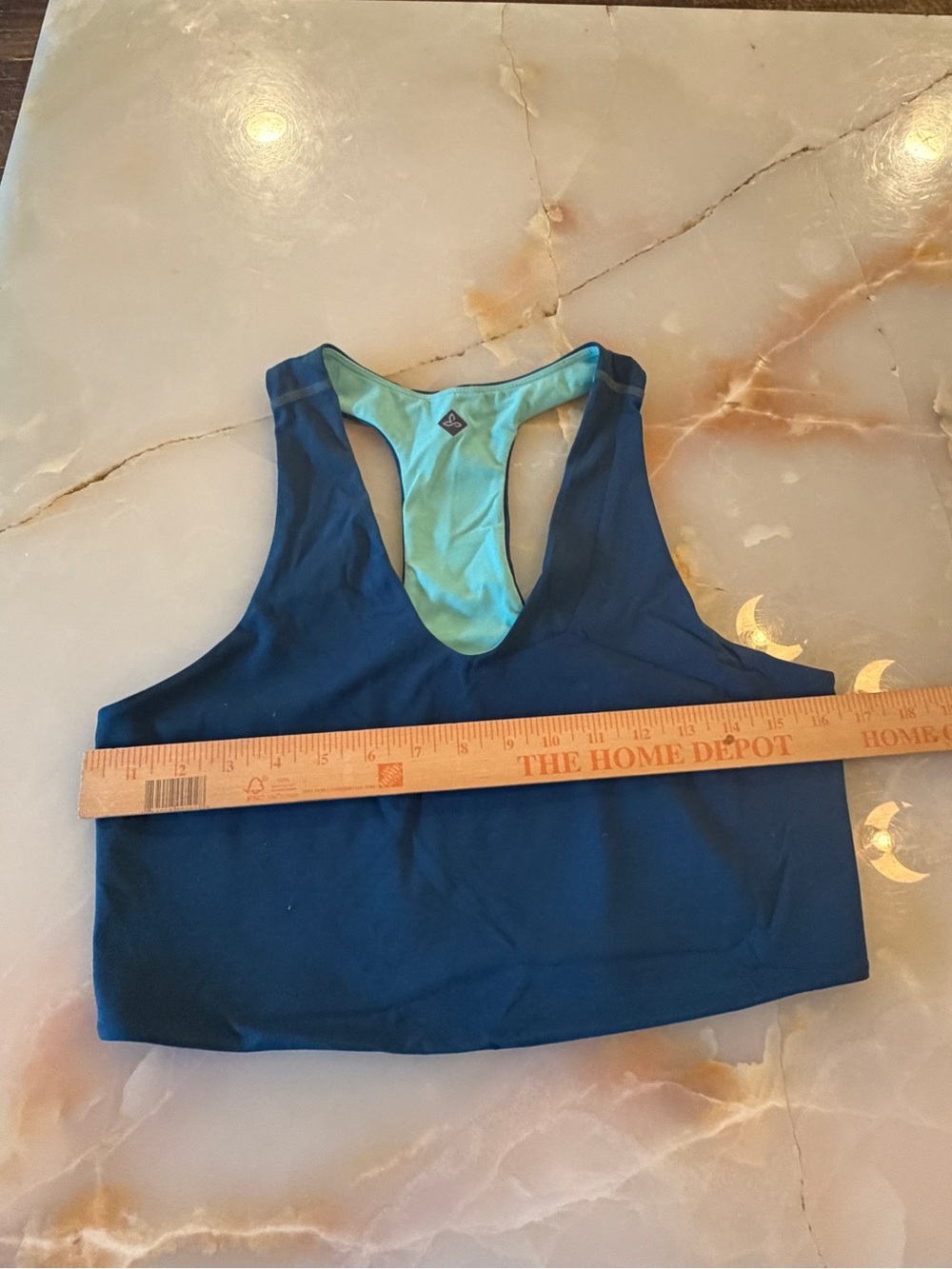 Women's Racerback Sports Bra - Blue with Mint Lining